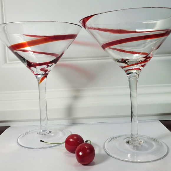 Pier 1 Other - PIER ONE Martini Glasses | Cosmopolitan Glasses Red Swirl - Two glasses
